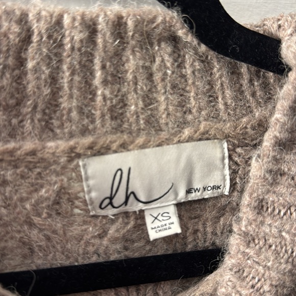 dh NEW YORK Taupe Cable Knit Turtleneck Sweater - Picture 3 of 3